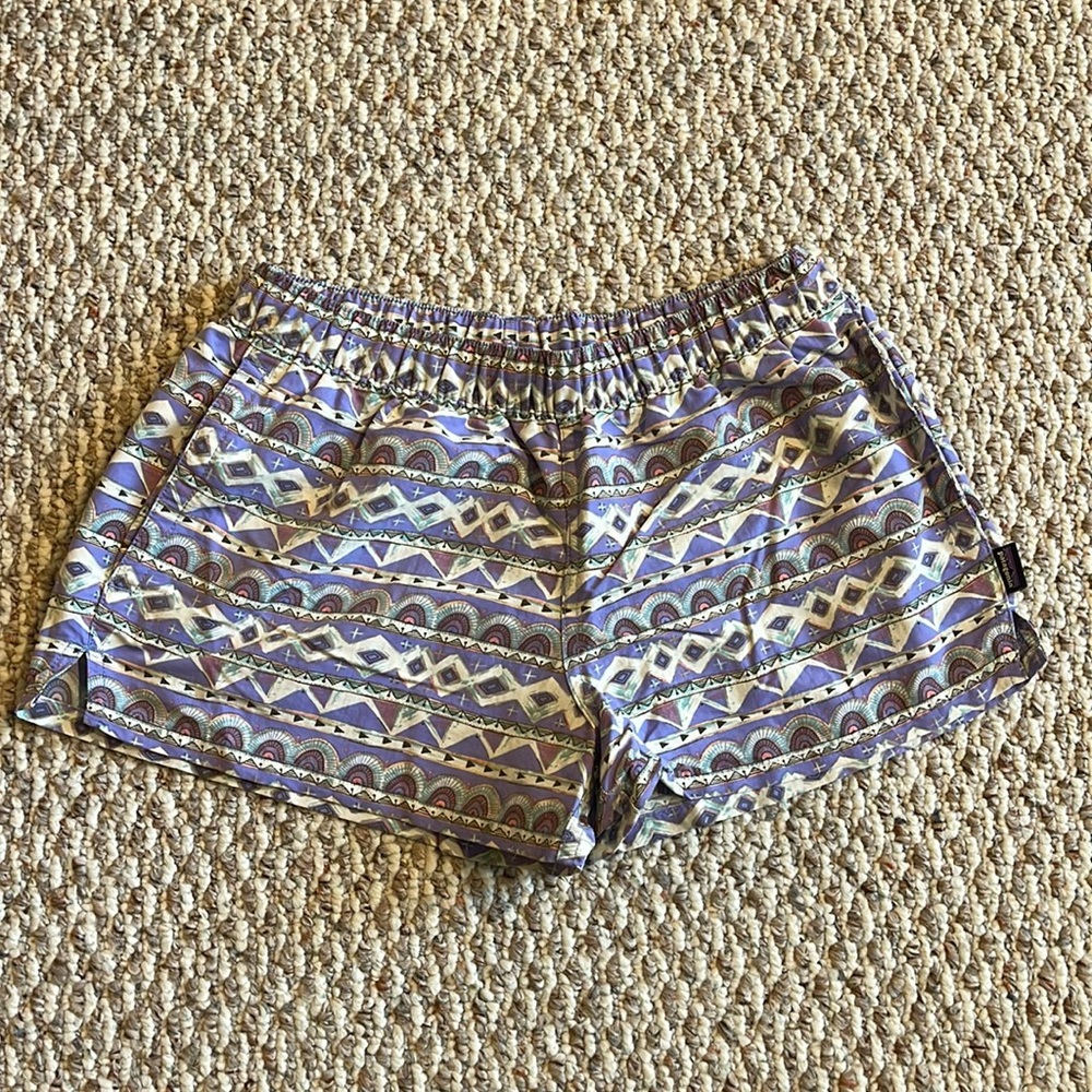 Patagonia Barely Baggies Purple White Pattern Small